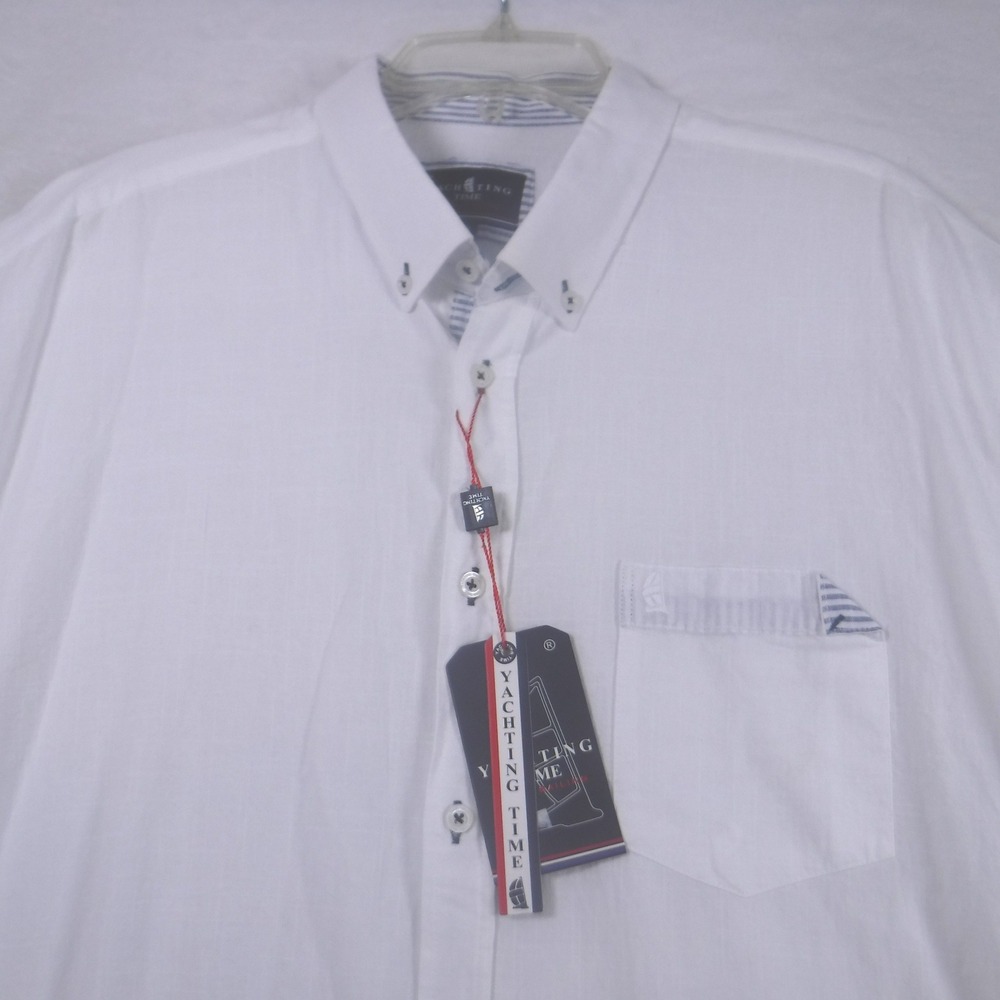 Yachting Time Royal Sailing Mens 5XL White Short Sleeve Button Down Shirt NWT